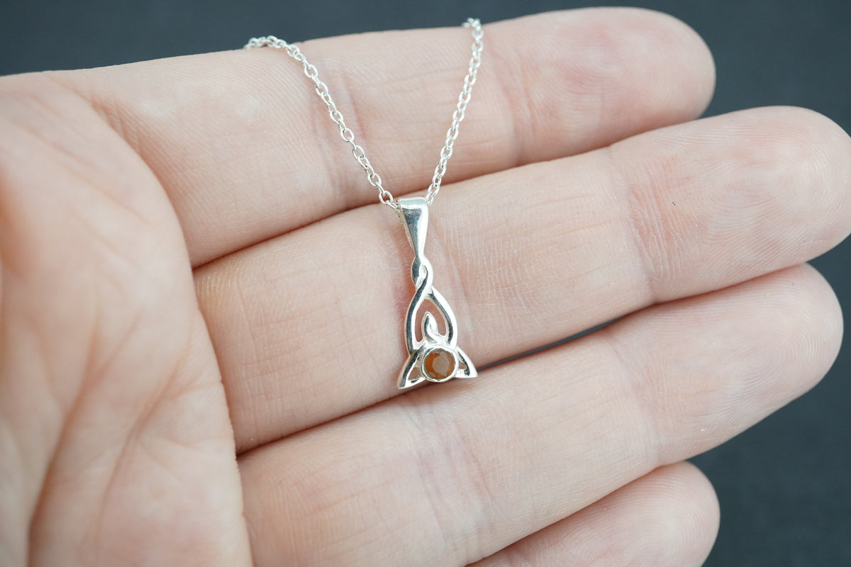 Scottish Carnelian Sterling Silver Celtic Pendant