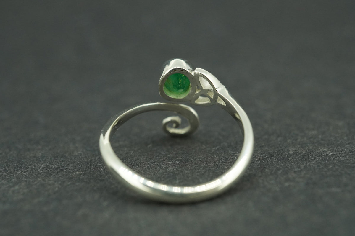 Emerald Sterling Silver Celtic Ring