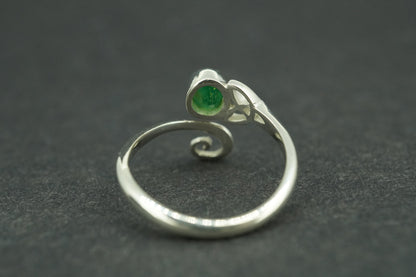 Emerald Sterling Silver Celtic Ring