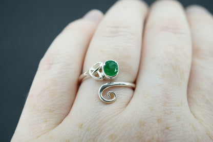 Emerald Sterling Silver Celtic Ring