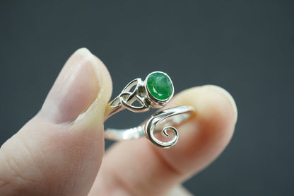 Emerald Sterling Silver Celtic Ring