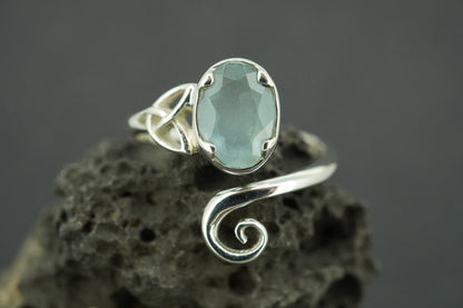 Aquamarine Sterling Silver Trinity Ring