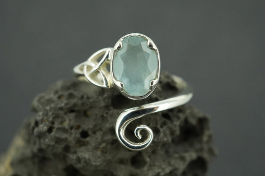 Aquamarine Sterling Silver Trinity Ring