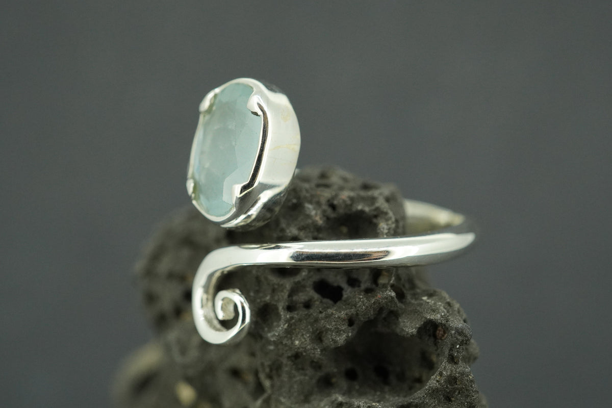 Aquamarine Sterling Silver Trinity Ring