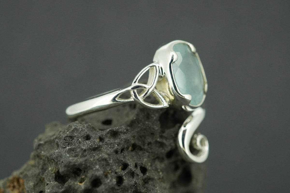 Aquamarine Sterling Silver Trinity Ring