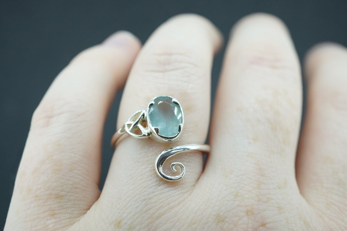 Aquamarine Sterling Silver Trinity Ring
