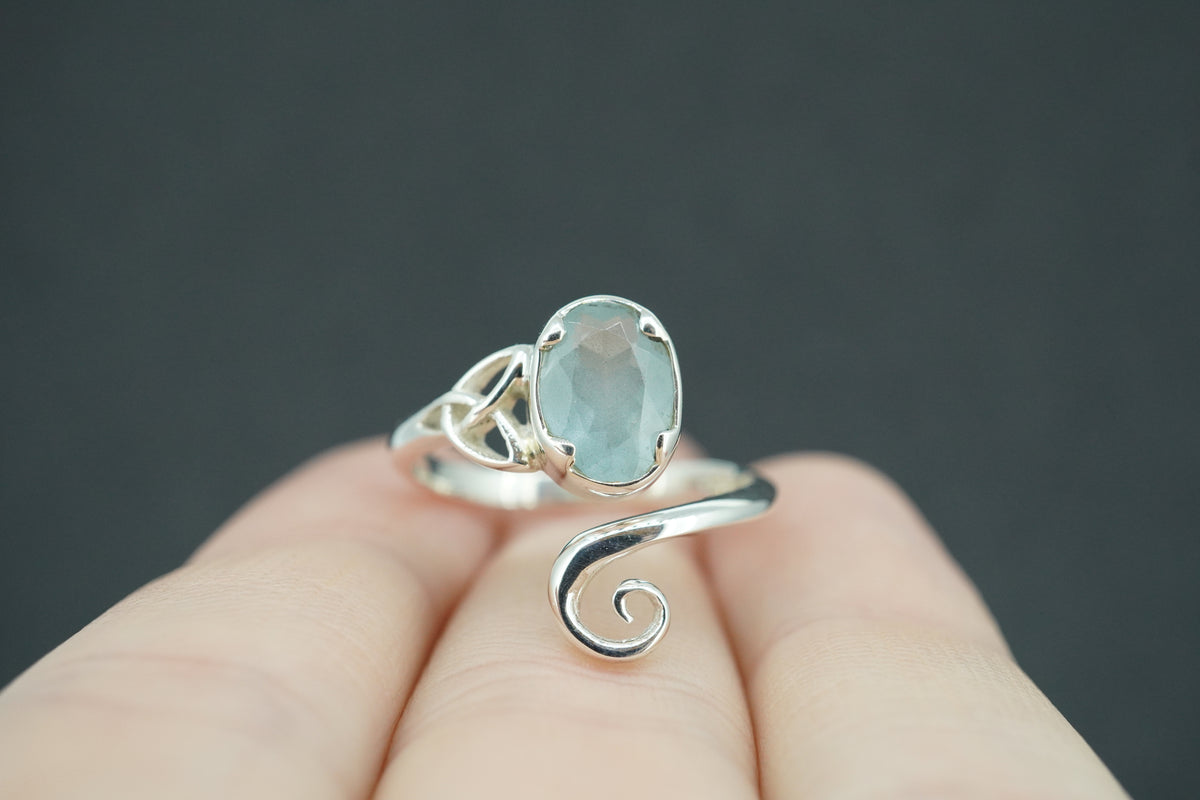 Aquamarine Sterling Silver Trinity Ring