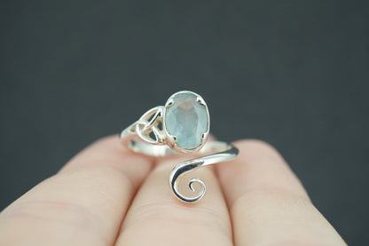 Aquamarine Sterling Silver Trinity Ring