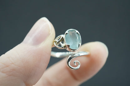 Aquamarine Sterling Silver Trinity Ring