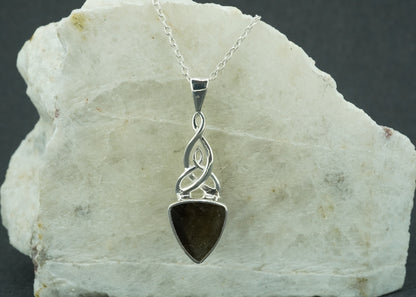 Cairngorm Quartz Sterling Silver Celtic Triangular Pendant