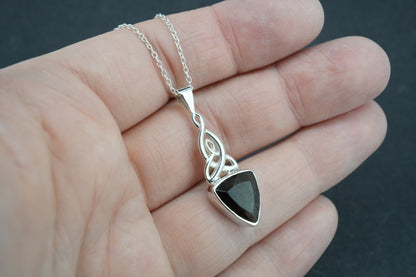 Cairngorm Quartz Sterling Silver Celtic Triangular Pendant