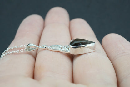 Cairngorm Quartz Sterling Silver Celtic Triangular Pendant