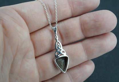 Cairngorm Quartz Sterling Silver Celtic Triangular Pendant