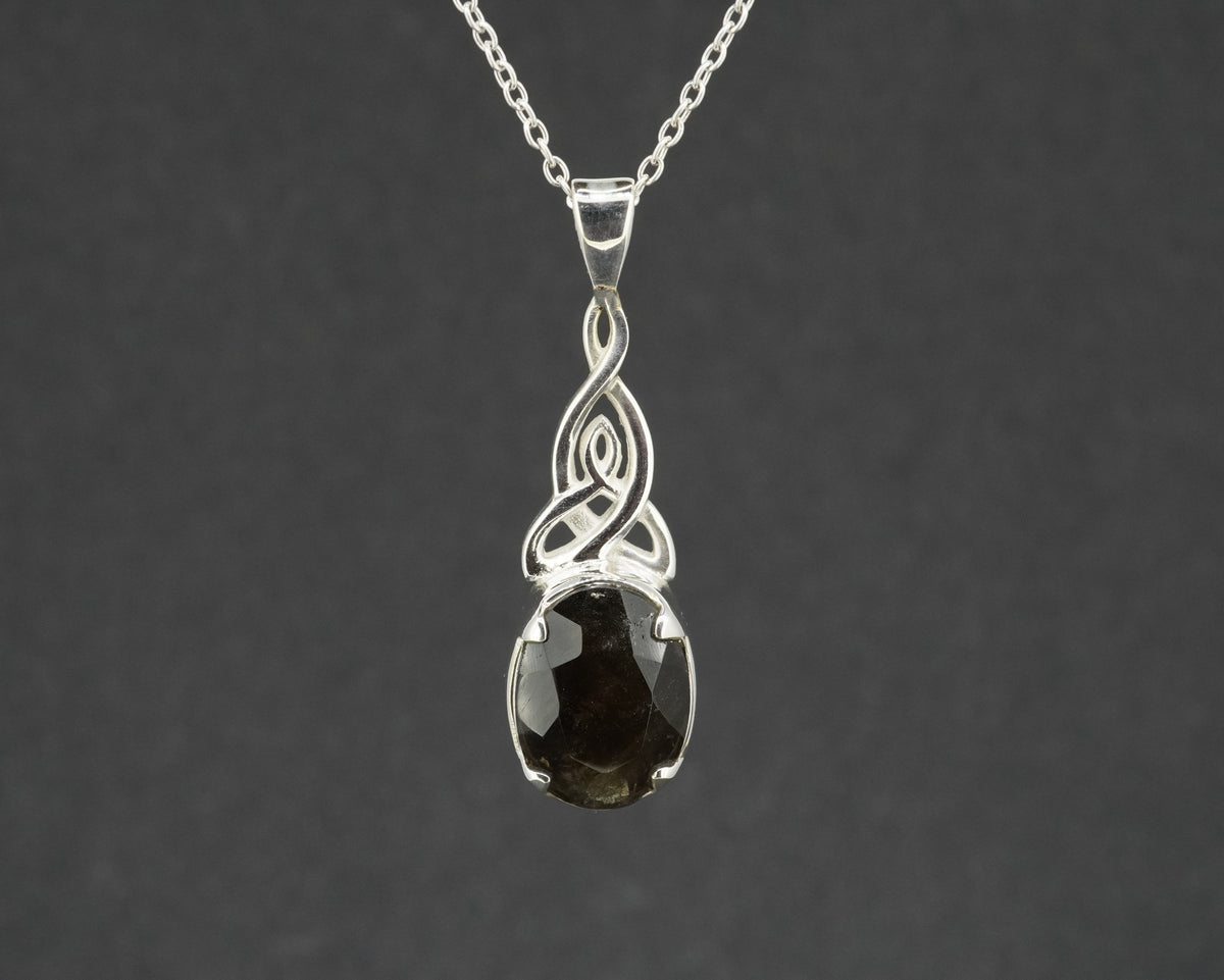 Cairngorm Quartz Sterling Silver Celtic Oval Pendant