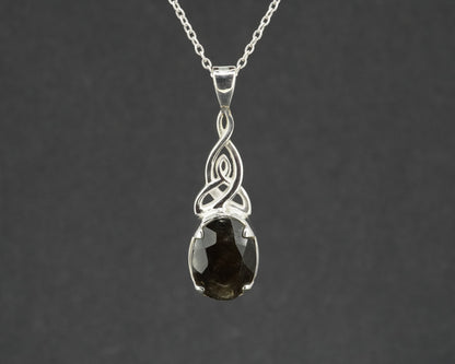 Cairngorm Quartz Sterling Silver Celtic Oval Pendant