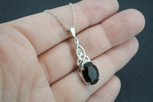Cairngorm Quartz Sterling Silver Celtic Oval Pendant