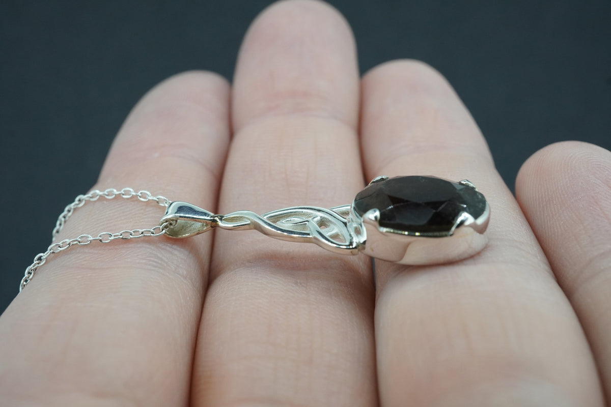Cairngorm Quartz Sterling Silver Celtic Oval Pendant
