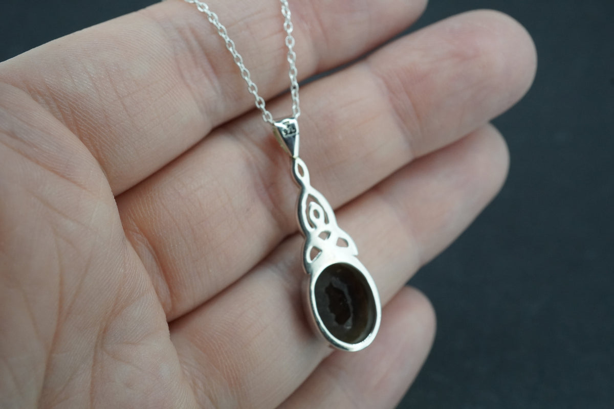 Cairngorm Quartz Sterling Silver Celtic Oval Pendant