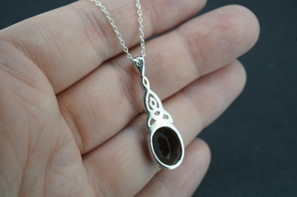 Cairngorm Quartz Sterling Silver Celtic Oval Pendant