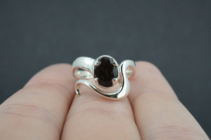 Cairngorm Quartz Sterling Silver Wave Ring