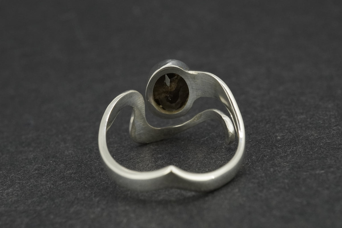 Cairngorm Quartz Sterling Silver Wave Oval Ring