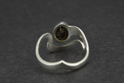 Cairngorm Quartz Sterling Silver Wave Oval Ring