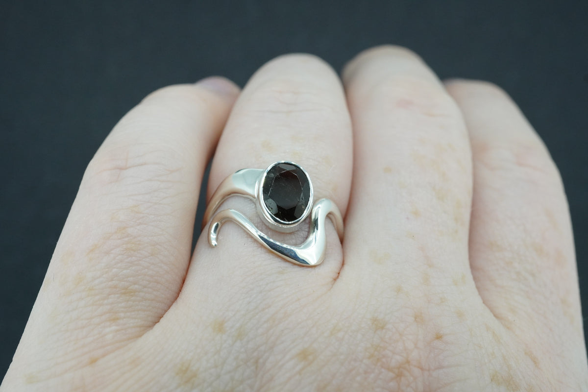 Cairngorm Quartz Sterling Silver Wave Oval Ring
