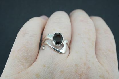 Cairngorm Quartz Sterling Silver Wave Oval Ring