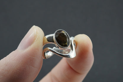 Cairngorm Quartz Sterling Silver Wave Oval Ring