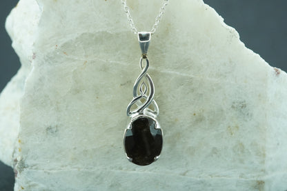 Cairngorm Quartz Sterling Silver Celtic Oval Pendant