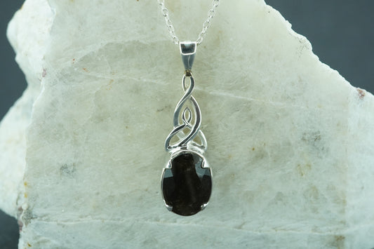 Cairngorm Quartz Sterling Silver Celtic Oval Pendant