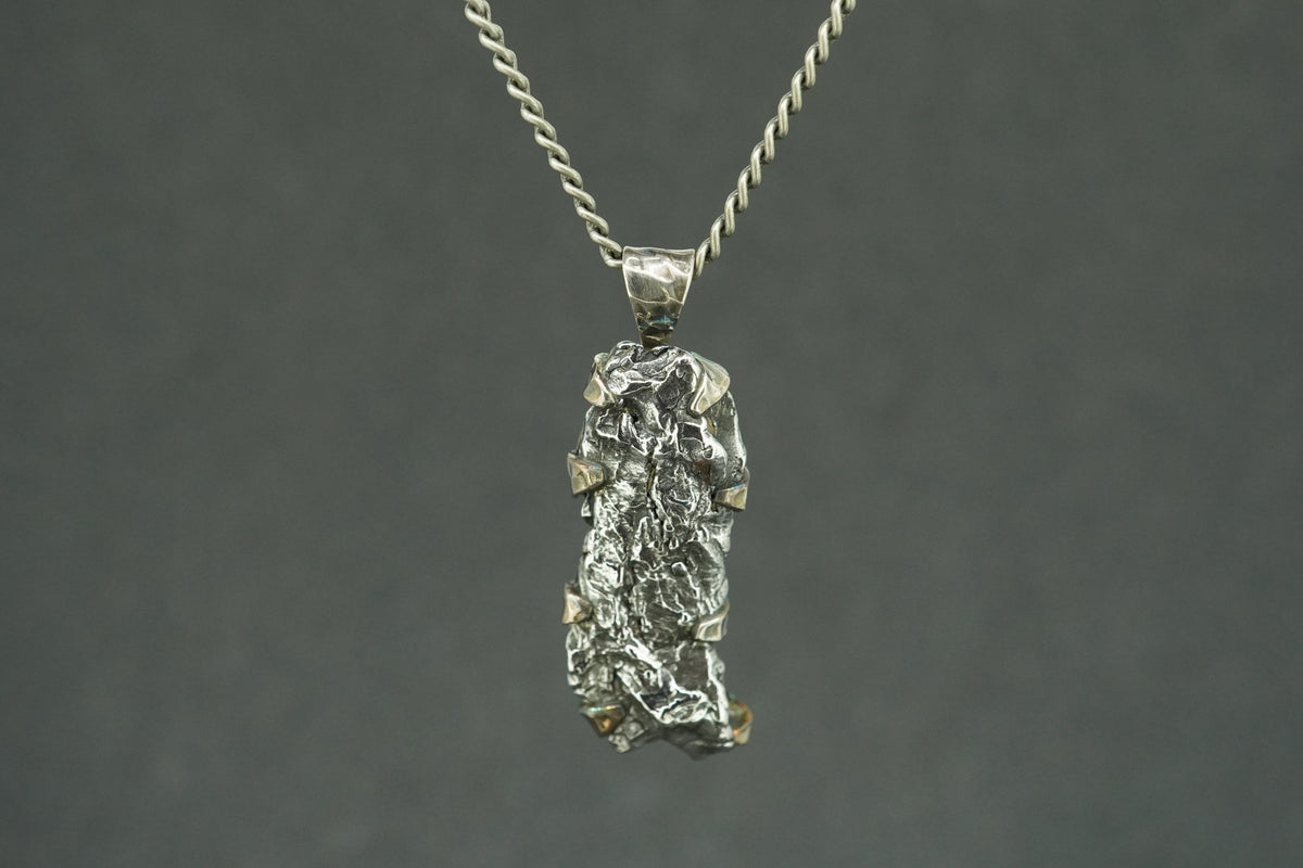Meteorite Sterling Silver Long Pendant