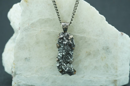 Meteorite Sterling Silver Long Pendant
