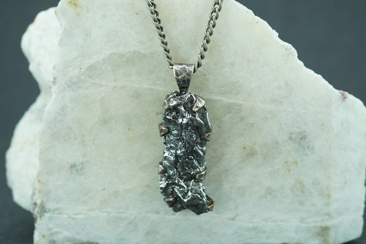 Meteorite Sterling Silver Long Pendant