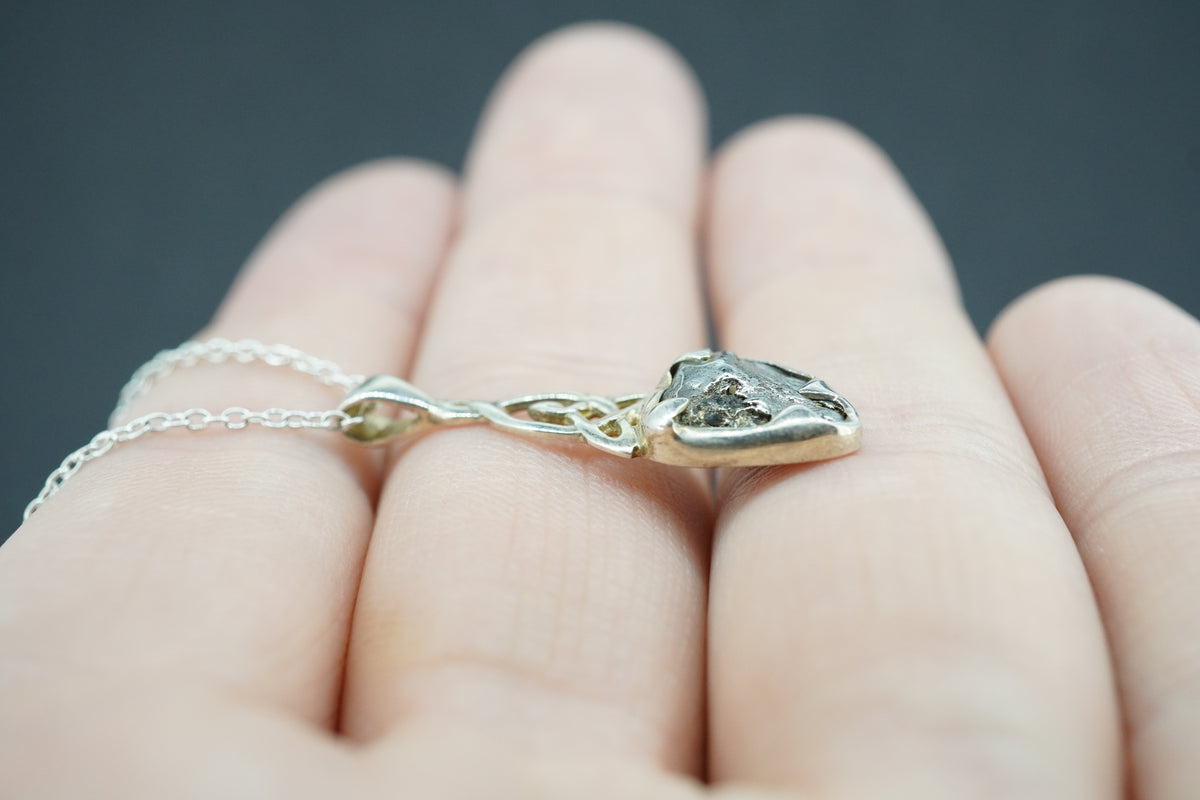 Meteorite Sterling Silver Small Celtic Pendant