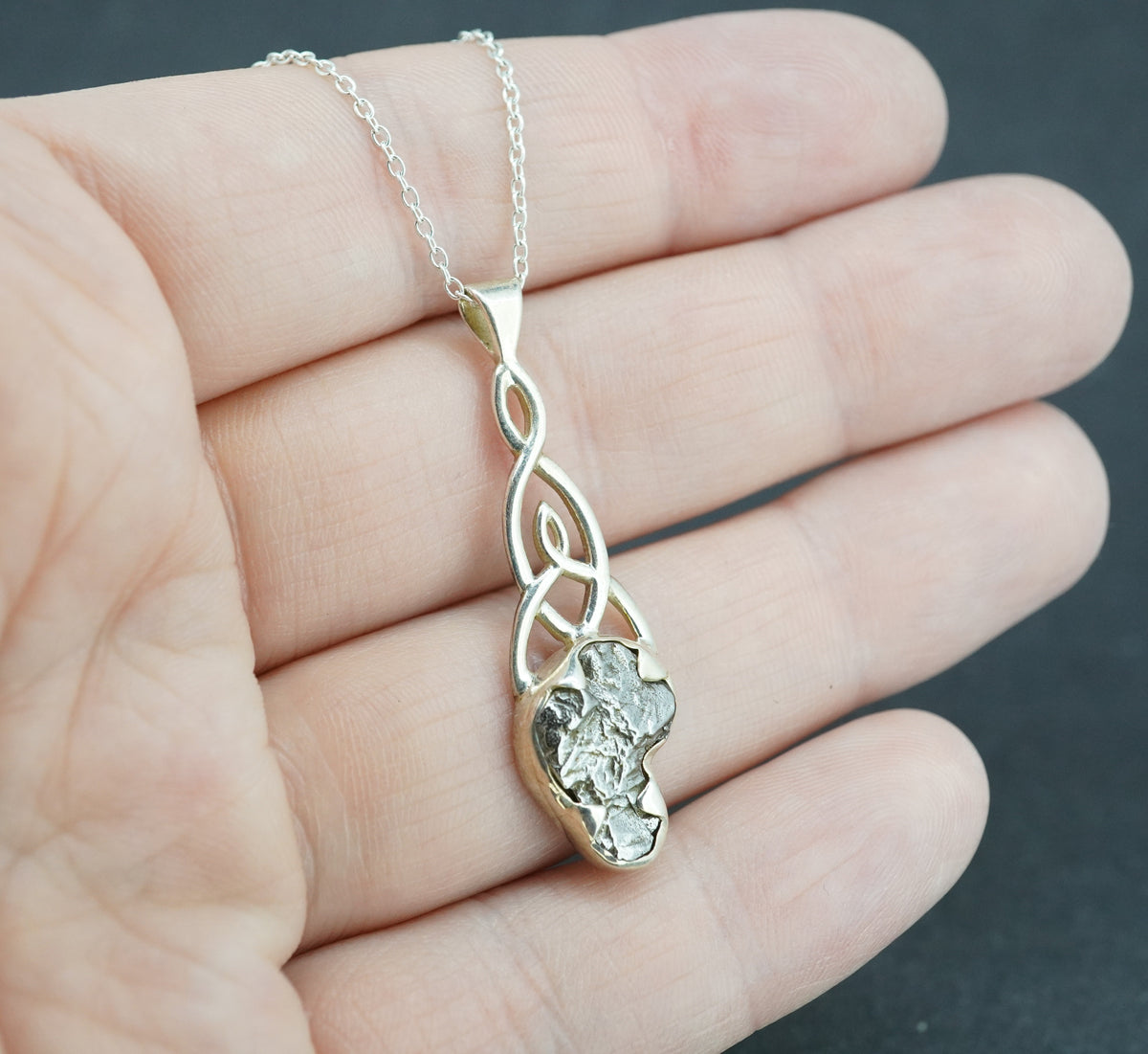 Meteorite Sterling Silver Medium Celtic Pendant