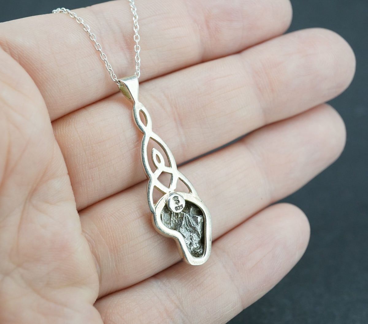 Meteorite Sterling Silver Medium Celtic Pendant