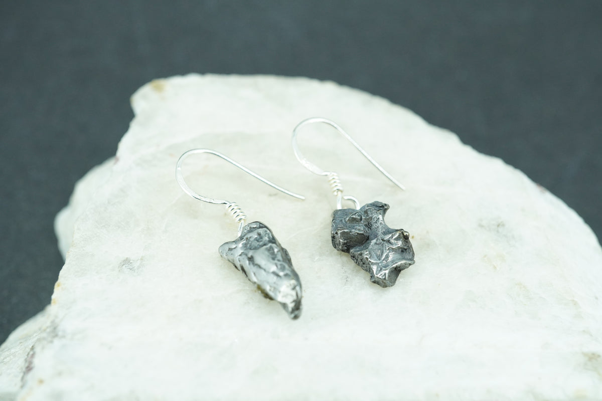 Meteorite Sterling Silver Small Drop Earrings