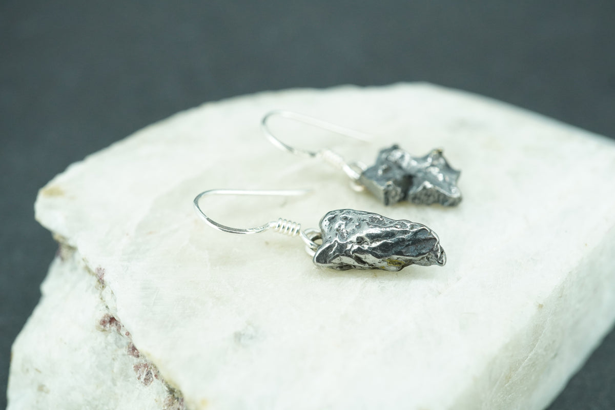 Meteorite Sterling Silver Small Drop Earrings
