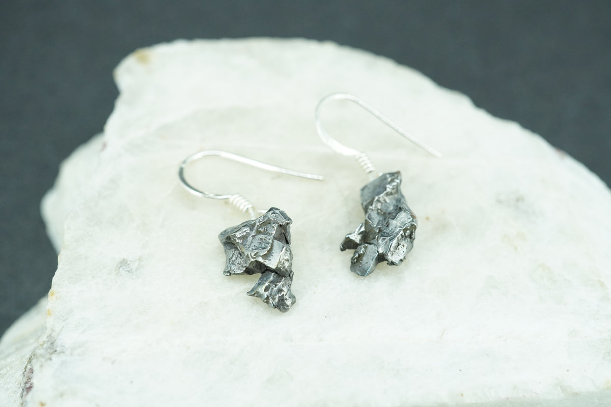 Meteorite Sterling Silver Drop Earrings