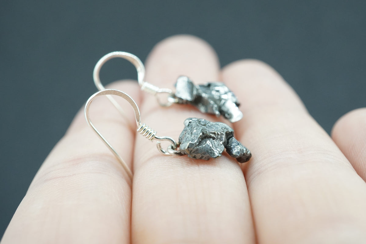 Meteorite Sterling Silver Drop Earrings