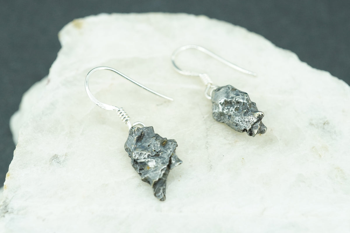 Meteorite Sterling Silver Medium Drop Earrings