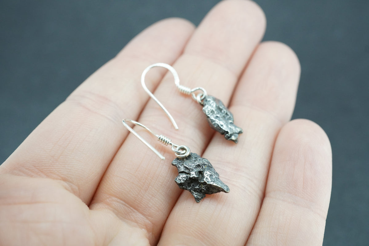 Meteorite Sterling Silver Medium Drop Earrings