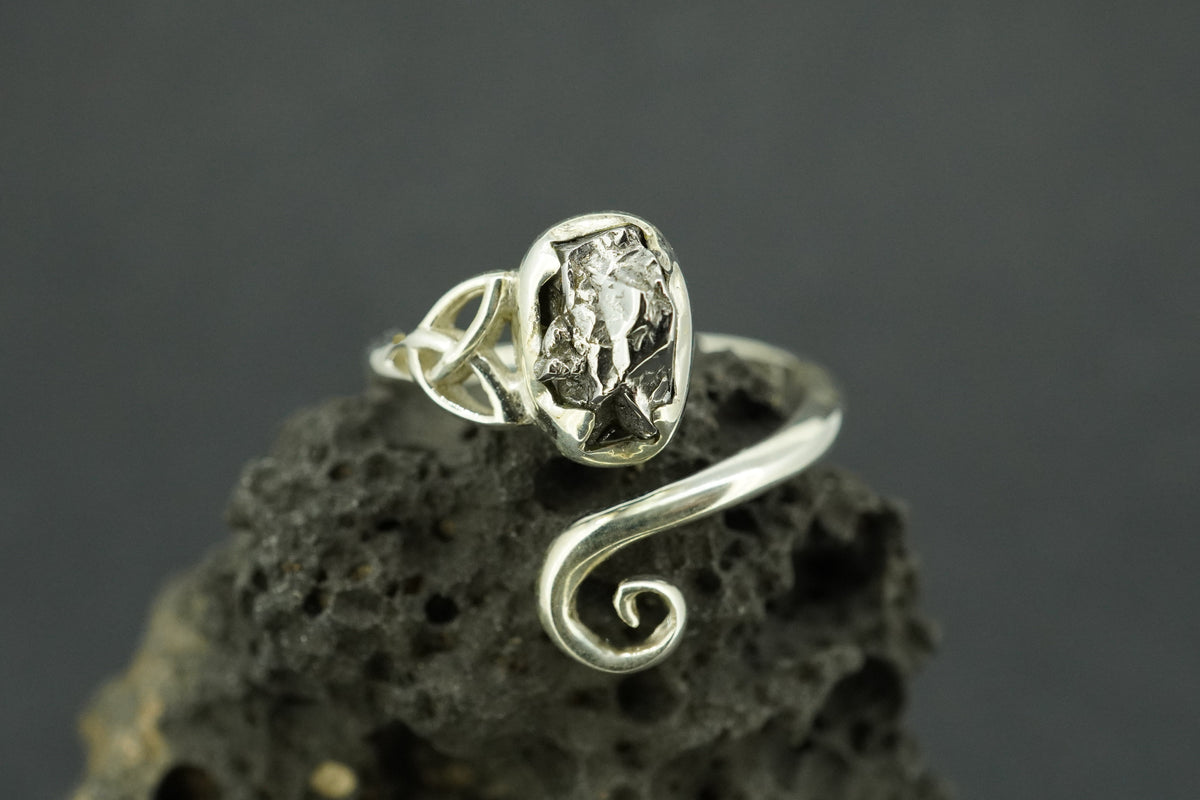 Meteorite Sterling Silver Trinity Ring