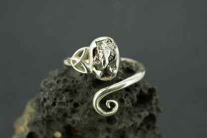 Meteorite Sterling Silver Trinity Ring
