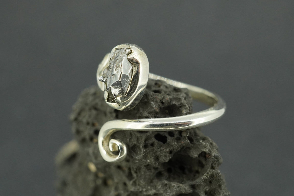 Meteorite Sterling Silver Trinity Ring