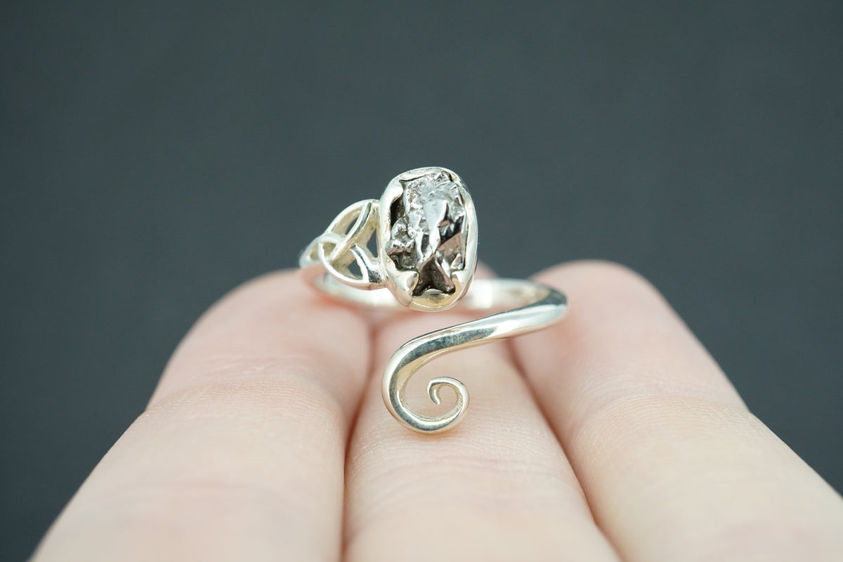 Meteorite Sterling Silver Trinity Ring