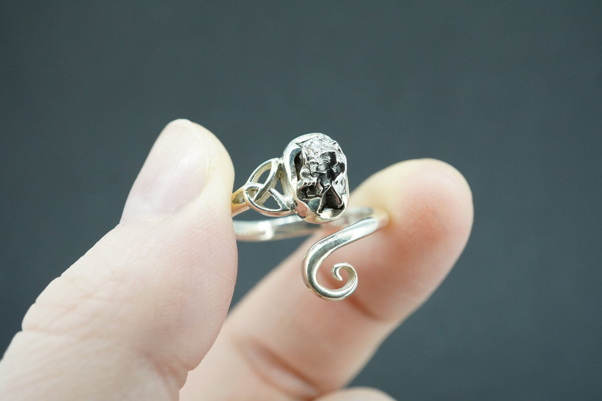 Meteorite Sterling Silver Trinity Ring
