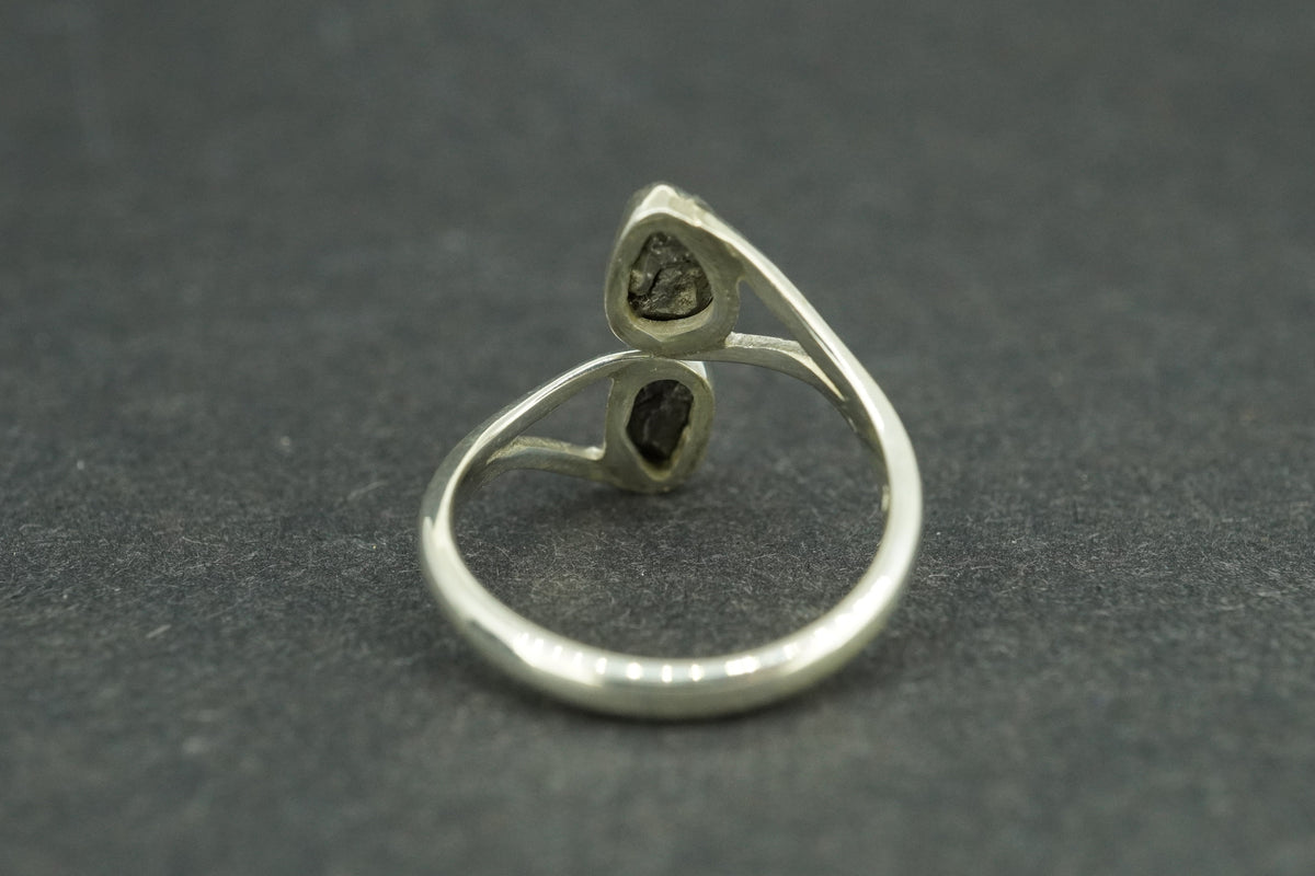 Meteorite Sterling Silver Two Stone Medium Ring