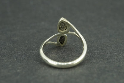 Meteorite Sterling Silver Two Stone Medium Ring